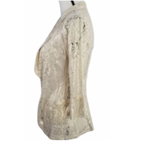 EUC | Pinky | Women’s Boho Style Gold Shimmer Sheer Lace Blazer | Size L - Picture 2 of 6